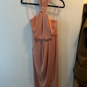 Pink One Shoulder Halter Sundress for Weddings